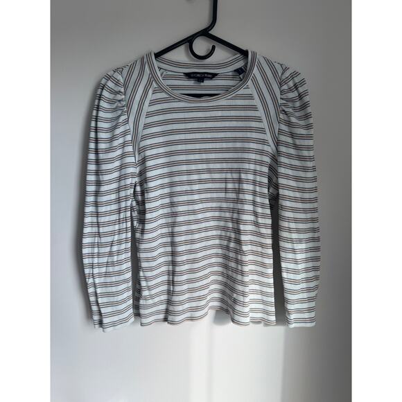 Veronica Beard Mason Striped Baseball Tee Pima Cotton Shirt Preppy Designer - Picture 1 of 7